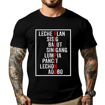 Funny Filipino Popular Food List Philippines Filipino Street Wear T Shirt Unisex Camisetas De Hombre
