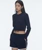 MUSINSA STANDARD WOMAN [Cooltandard] Women'S Crew Neck Crop Long Sleeve T-Shirt [Navy]