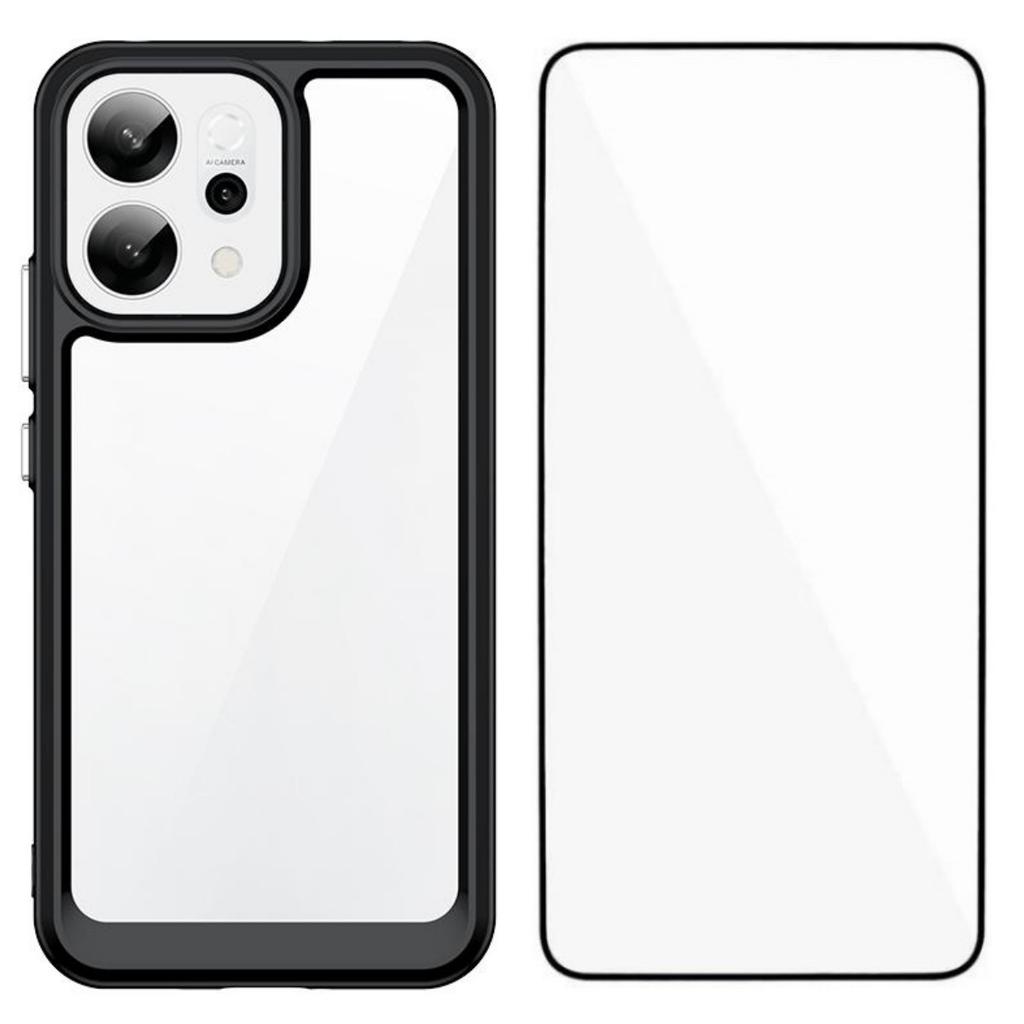 For Oppo Reno14 5G (Global) Telefondeksel WANLONFENG XC-serien TPU Akryldeksel med Herdet Glass (Stort linsehull)