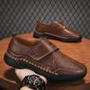 Mens Large Size Loafer Shoes Hand Stitched Slip On Casual Leather Flat Business Comfort