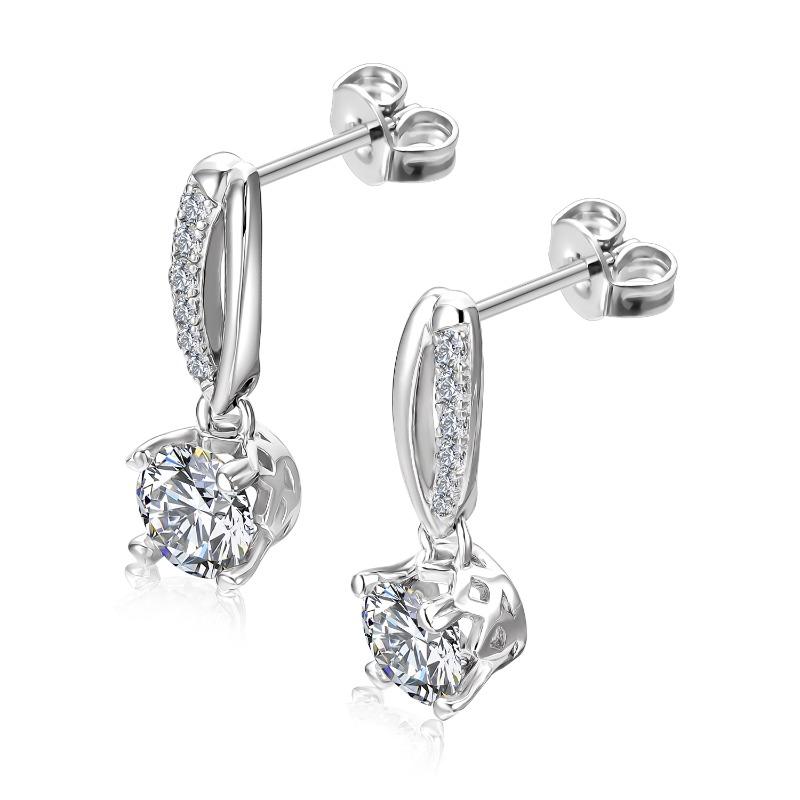 5.0mm D VVS1 Moissanite Classic Drop Earrings with GRA Certificate 925 Sterling Silver Jewelry for Women Wedding Gifts