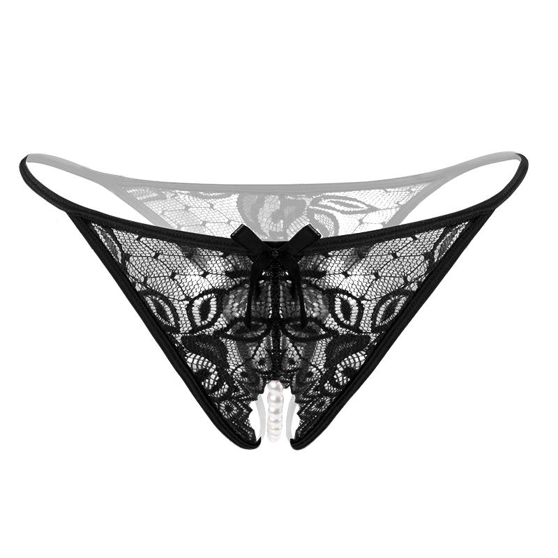 Plus Size Lace Panties For Sex Open Crotch Briefs With Pearls Women Thongs And G Strings Sexy Transparent Lingerie Underwear