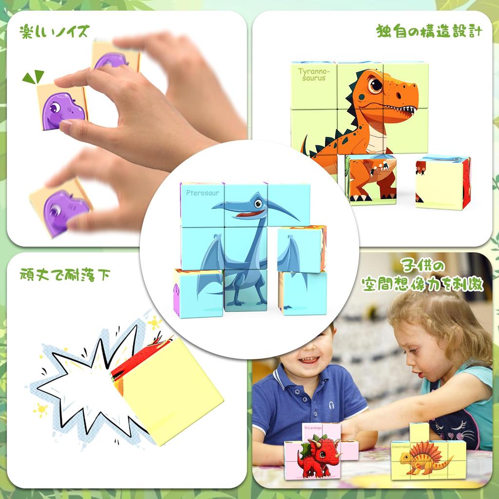 AOMACO Magnetic Block 3D Puzzle, 6-Theme, 6-Side Puzzle, Nine Palace Pattern, Magnetic Blocks, 9-Piece Set, Educational Toy, 3D Puzzle, Magnetic