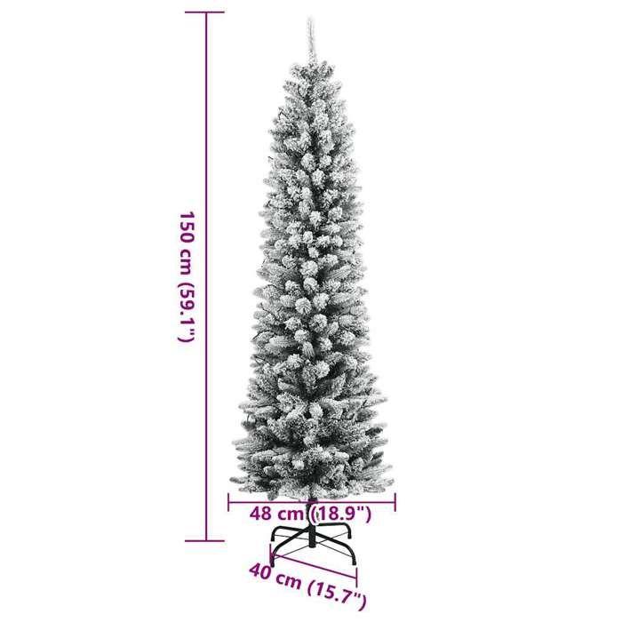VidaXL Sapin de Noël artificiel 150 LED et neige floquée 150 cm, arbre de Noël, sapin de Noël réaliste, ornement de Noël, 3315769