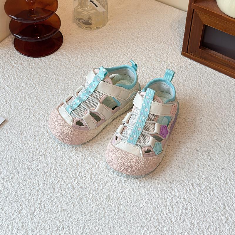 Girls Casual Sandals Mesh Breathable Kids Walking Shoes Toes Capped 2025 Summer Children Princess Shoes Candy Color Soft Sole