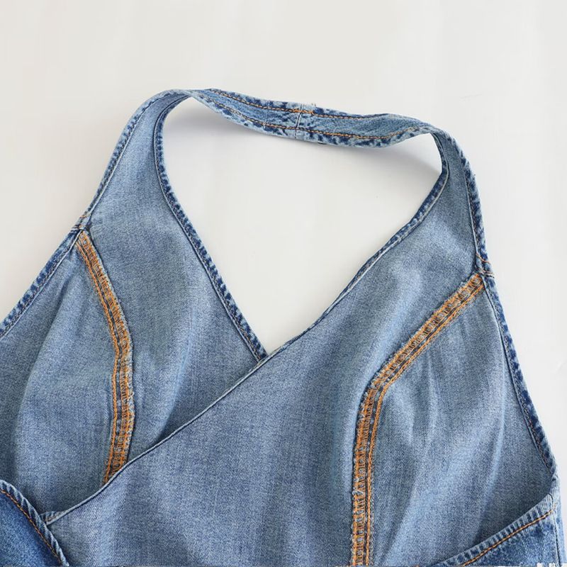 Kaslead New Women Clothes Western Style Fashion Simple and Versatile Double Placket Denim Top 2569070