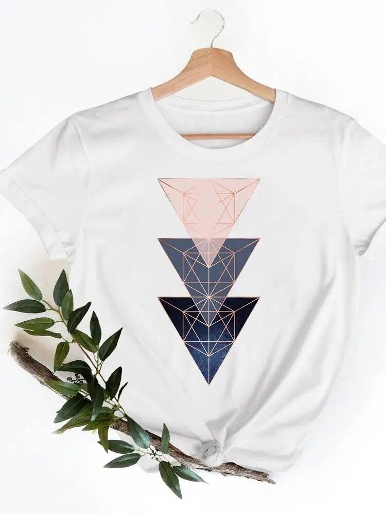 Short Sleeve Ladies Print T-shirts Geometric Spring  Clothing Women T Clothes Summer Casual Fashion Female Graphic Tee