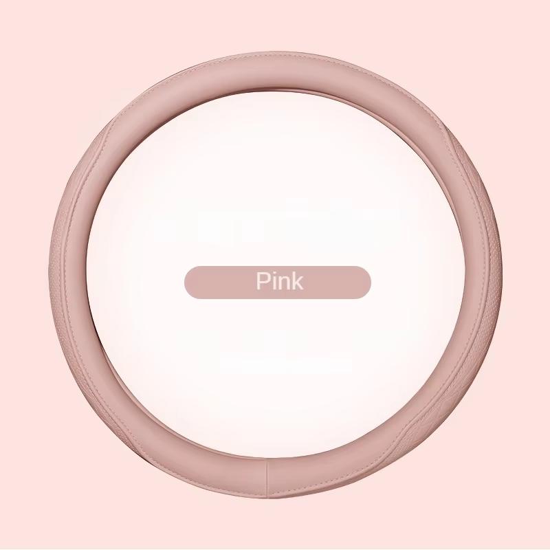 Napa Leather Perforated Patchwork Car Steering Wheel Cover, Non-slip, Breathable, Universal 15 Inch (Approx. 38.1cm)