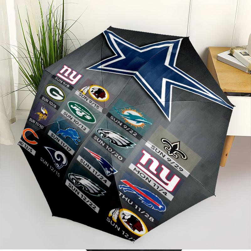 Dallas Cowboys Print Automatic Open Close Umbrella, Portable Foldable Umbrella, for Outdoor Commute Camping Trip, Ideal Birthday Gift