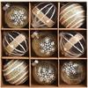 9 Stück 6cm Gold Weihnachtskugel Deko Set Bruchsichere Glitzer Hängekugeln für Weihnachtsbaumschmuck Heimparty Neujahrsgeschenke