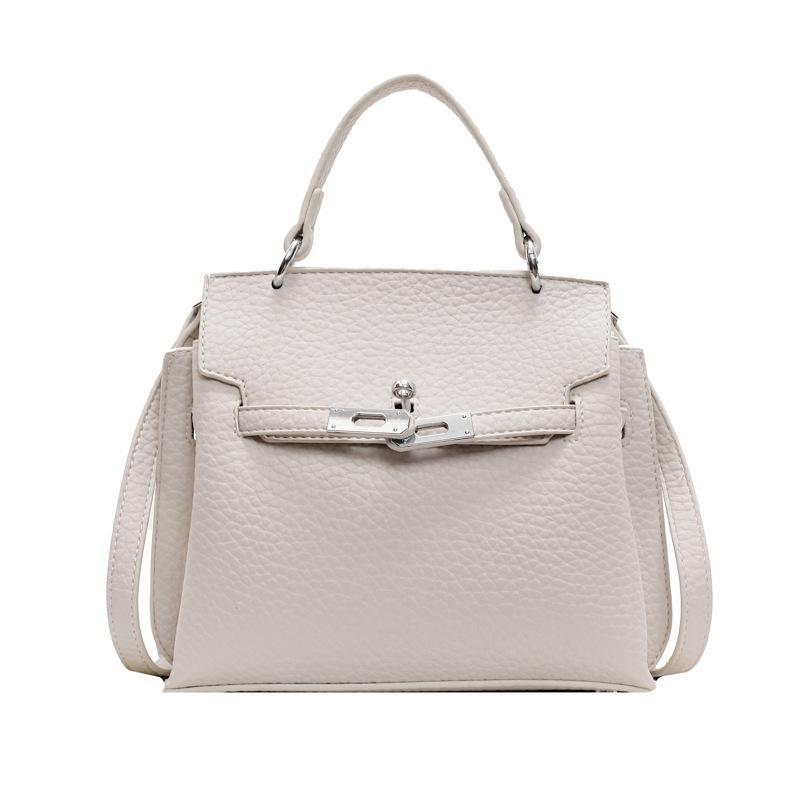 2025 new fashionable and simple commuter portable platinum bag women's temperament versatile lychee pattern texture messenger bag