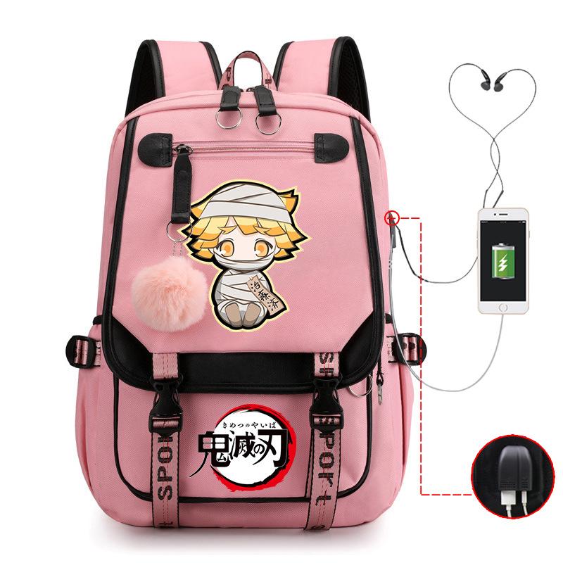 Ghost Annihilation Blade Grade 3-6 Junior High School Student High School Student School Bag Strap USB Multifunctional Backpack