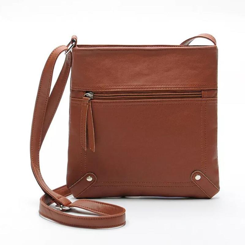 Сумка женская сумка через плечо женская сумка через плечо двойная молния темно-коричневого