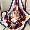 Foulard in raso di seta con stampa a catena da 70 cm per donna, fazzoletto stampato, bandana quadrata da testa per donna, scaldacollo piccolo, Hijab, signora, ragazza