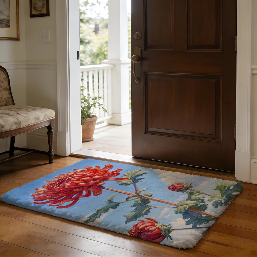 Bunte Blumen Fußmatte Weiche Flanell-Absorbierende Matte Rutschfester Teppich Zuhause Schlafzimmer Badezimmer
