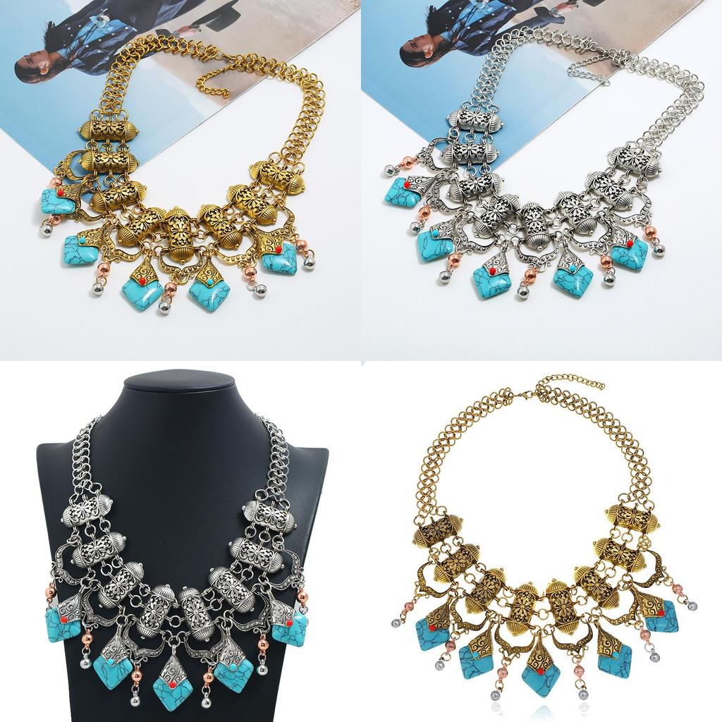 Retro Europäischer Stil Kastenketten Halskette Mit Legierungs-Finish Für Damen Accessoires