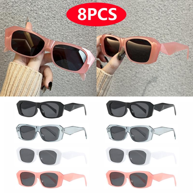 1/8pcs Luxury Polygonal Oversize Sunglasses Women Retro Square Style UV Resistant Glasses Unisex Personalized Eyewear