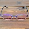 Clara Vida Purple Tinted Rimless Light Spectacles Multi-coated Red Lenses Women Reading Glasses +0.75 To +4