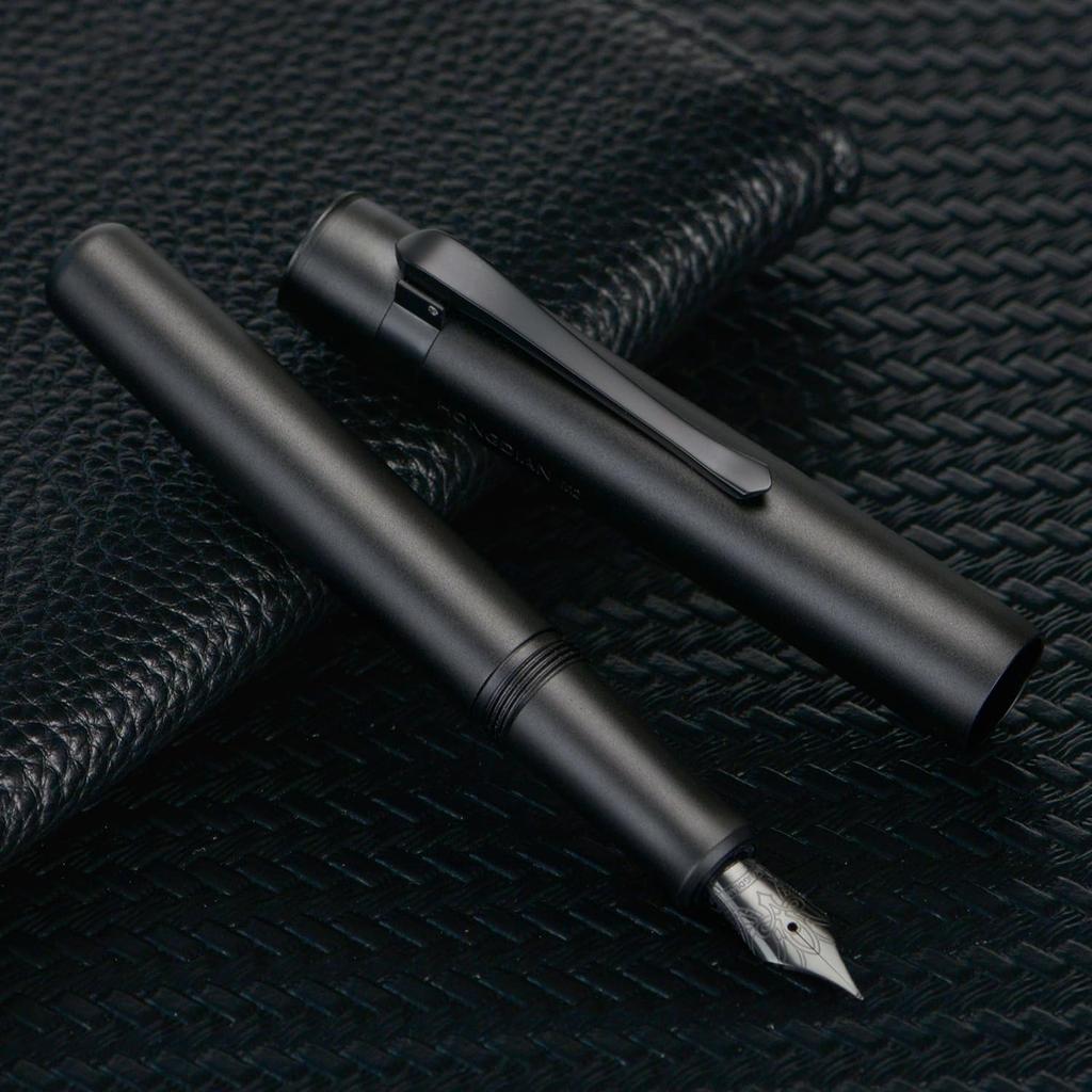 Hongdian M2 Mini Fountain Medium Soft Slim Pocket Travel Pen Pen, Black, Nib, Nib, Aluminum,