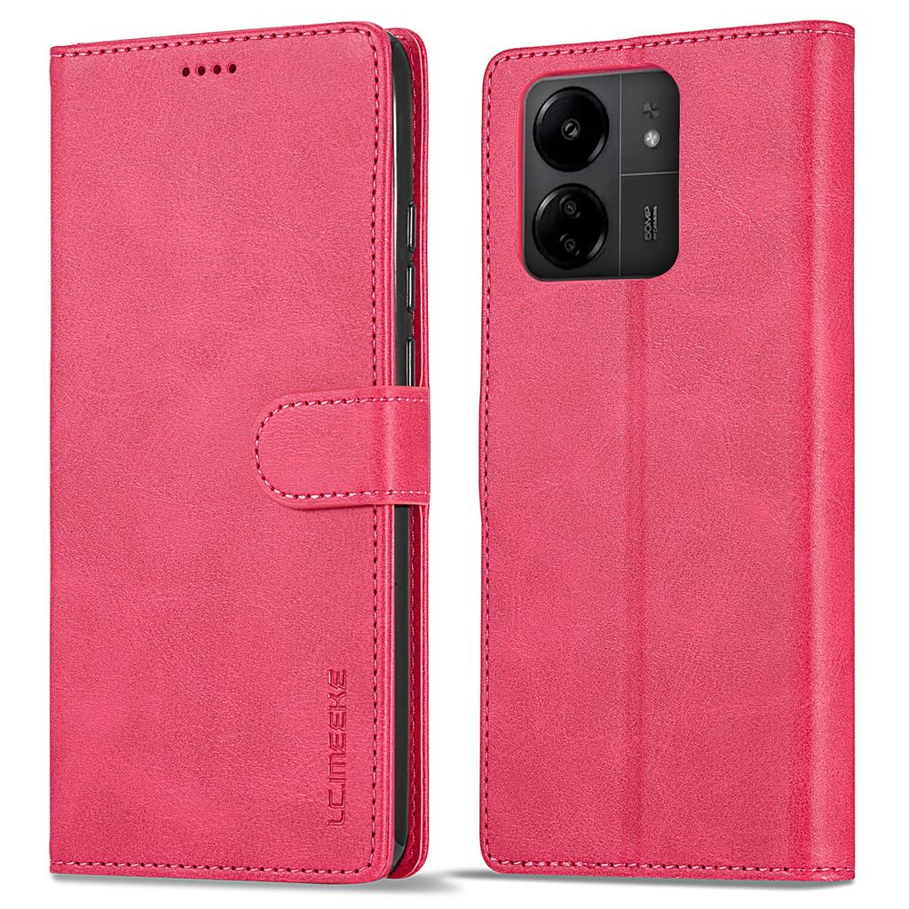 LC.IMEEKE For Xiaomi Redmi 13C 4G/5G/13R 5G/Poco M6 5G/Poco C65 4G Magnetic Phone Case Calf Texture Leather Wallet Cover