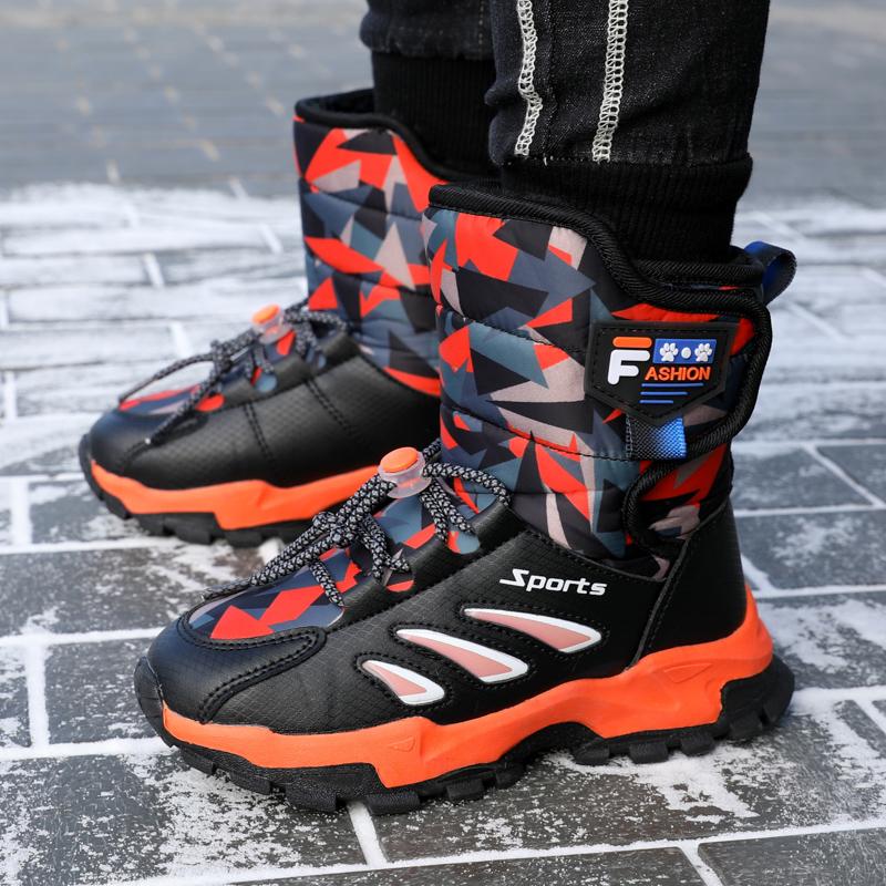 Детская зимняя плюшевая теплая спортивная обувь с высоким берцем из хлопка — фото 13