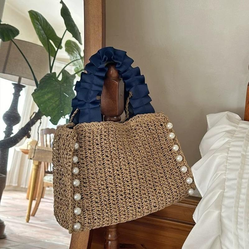 New straw bag women's handwoven bag high-end dinner webbing handbag vacation beach tote women's bag