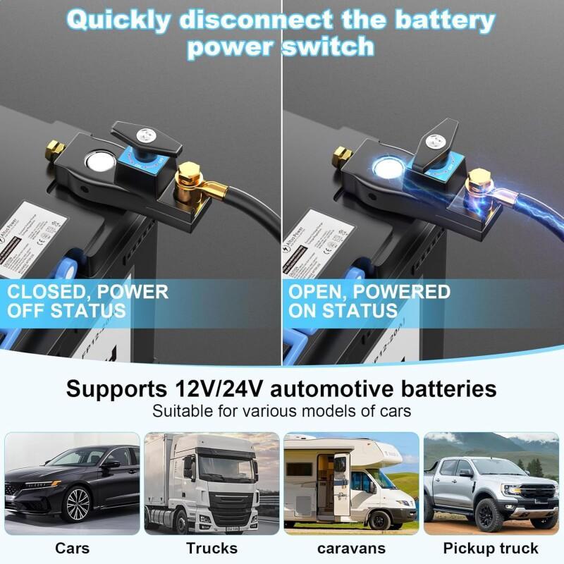 1PCSHeavy Duty Battery Disconnect Switch High Current Master Power Cut Isolator Kill Switch For Car RV And Boat Battery Shut Off