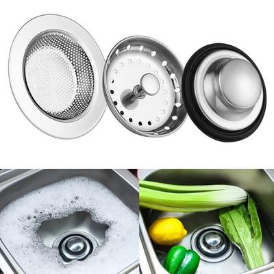 3 Pcs Sink Filter Stainless Steel Drain Strainer Set Wear-Resistant Sink Drain Cover Mesh Sink Stopper with Plug Debris Collector for Kitchen