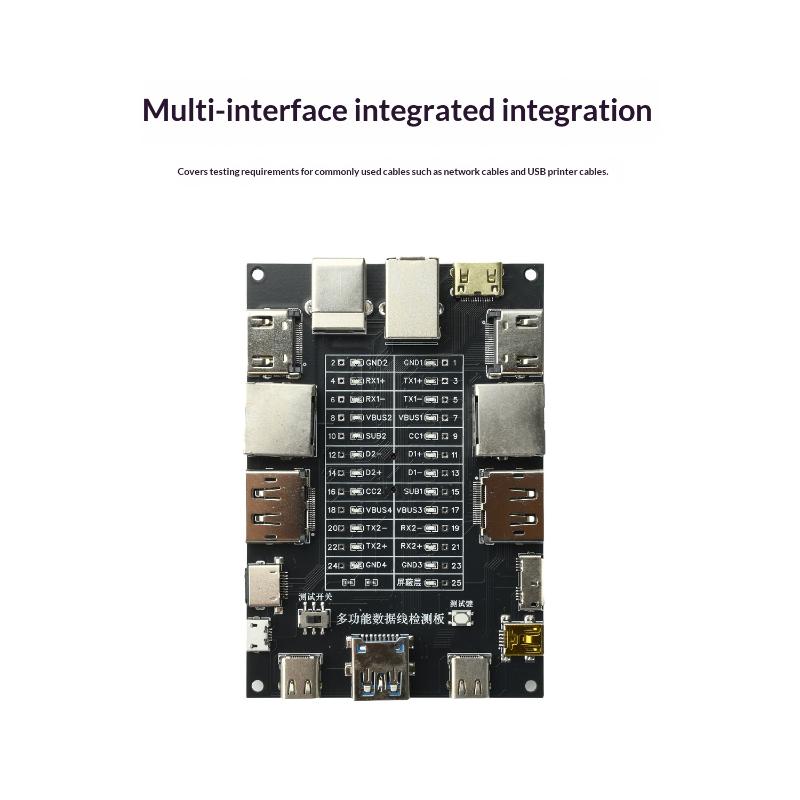 Usb Data Cable Tester Type-C Type-B Micro Short Circuit Switch Test Board Ethernet Line Detection Module Built-In Cr1220 Battery