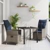 vidaXL 3-Piece Garden Dining Set with Cushions In Grey Poly Rattan 3379590