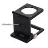1pz 10X Lente d'Ingrandimento Ottica Pieghevole in Metallo Lente d'Ingrandimento da Scrivania Strumenti di Misura con Luci LED Scala