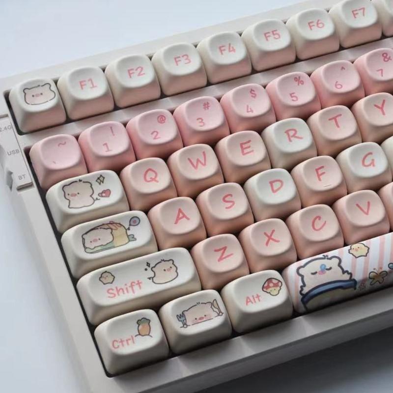 118 Tasten Pinkes Schwein Tastenkappen PBT Farbsublimation MOA Profil für Schalter Passend für 61/64/68/87/96/104/108 Tastatur Tastenkappen
