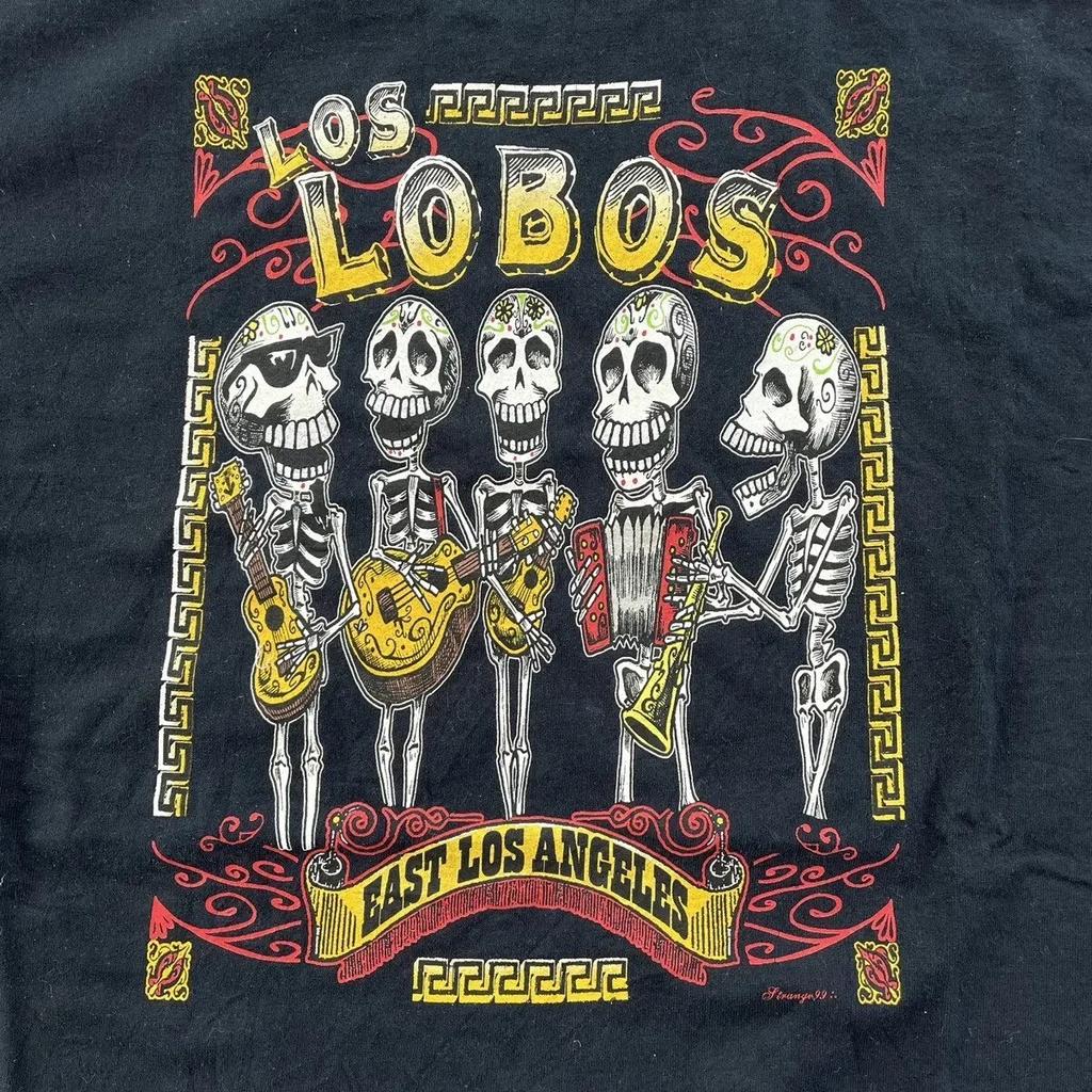 Vtg Los Lobos Peace Ese Band Heavy Cotton Black All Size T Shirt For Men BL1426