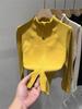 Women's Slim Fit Long Sleeve Thermal T-Shirt, Half-High Collar, Double-Sided Fleece, Double Zipper, Autumn/Winter 2025.