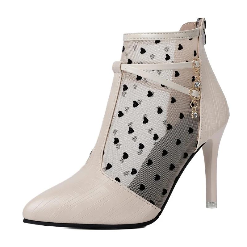 fashion Sharp toe mesh boots, high heels, women's summer 2024 fashion new mesh cool boots, fashionable and luxurious slim heel sandals