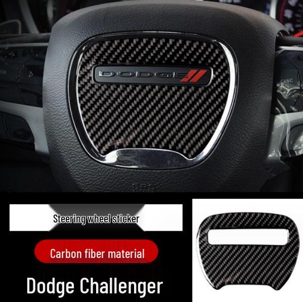 Dodge Challenger Carbon Fiber Interior Upgrade Kit - Steering Wheel, Door, Console, Headlight Decals