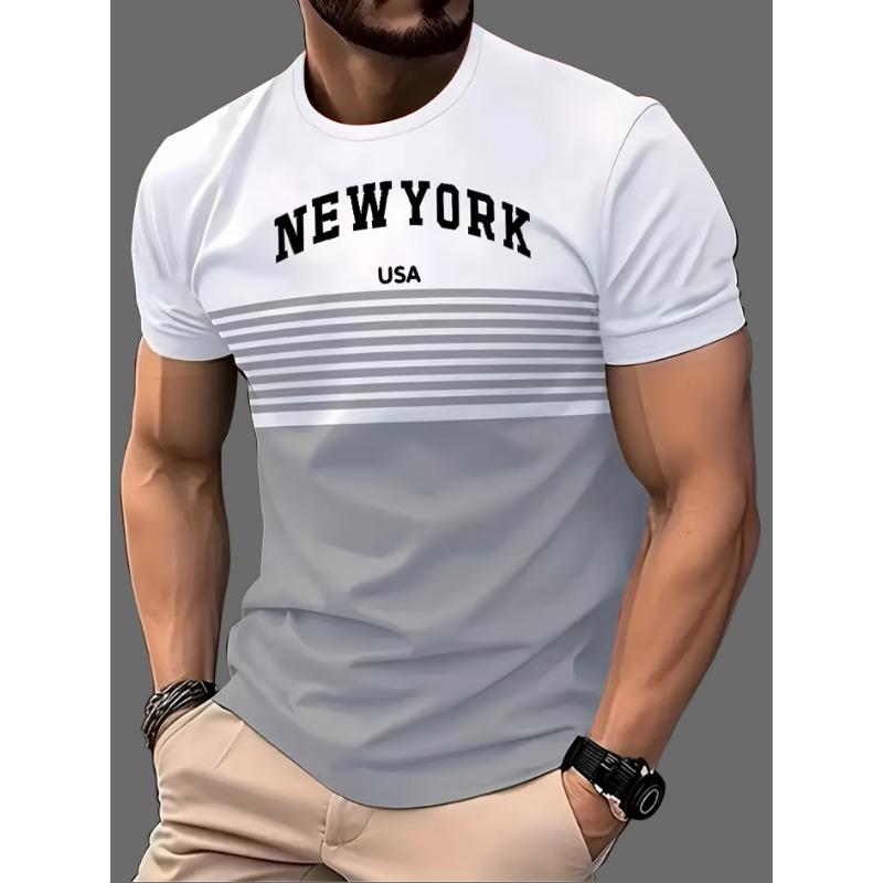 Pánské sportovní a volnočasové tričko - 3D digitálně potištěný pruhovaný design