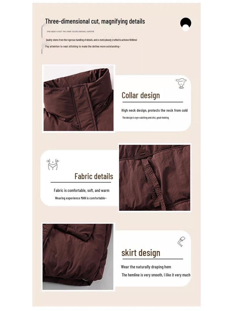 Petite Women's Korean Style Down Cotton Coat, Solid Color, Stand-up Collar, Cold-Proof, Short Bread Jacket for New Year.