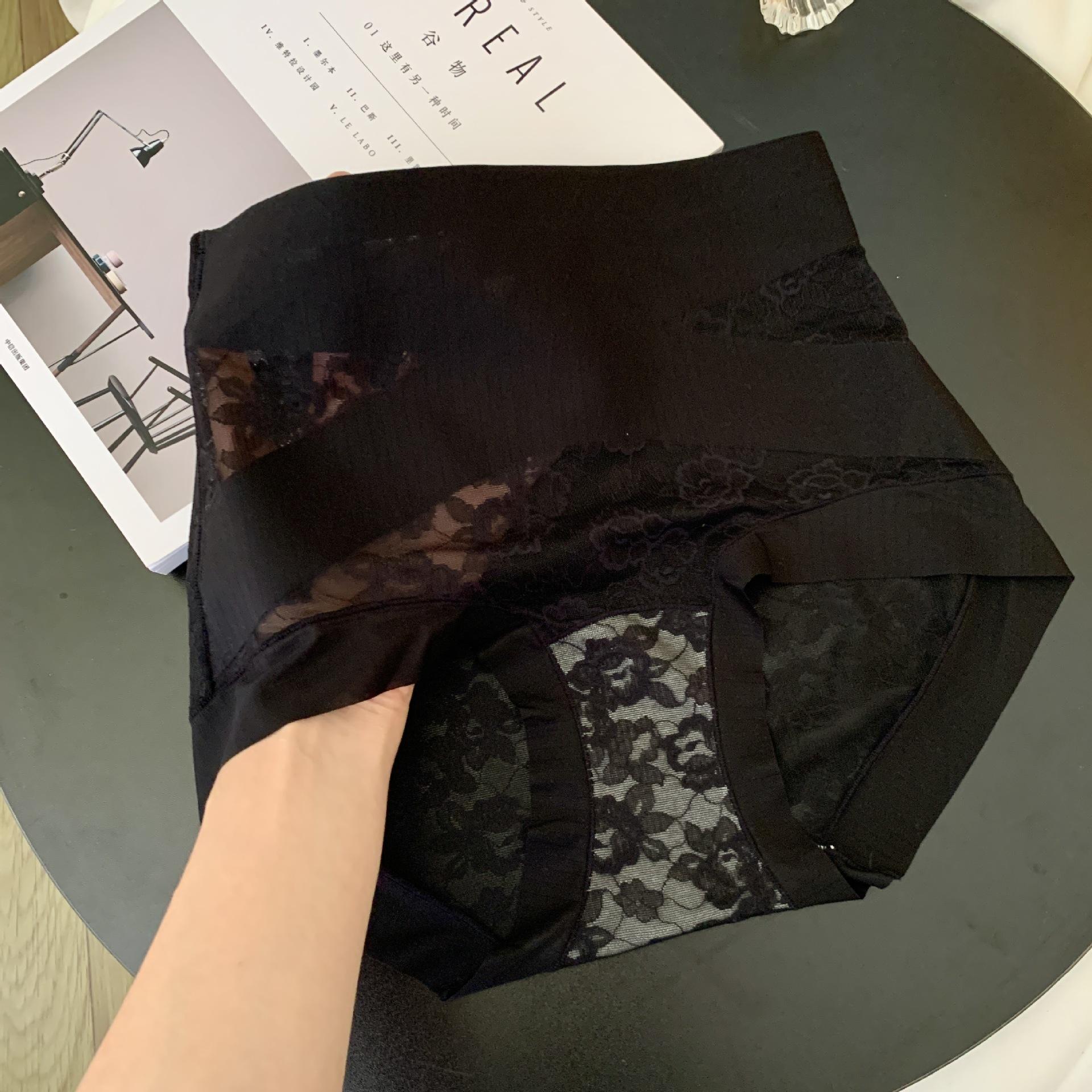 

Ladies Spring and Autumn Lace Cross Abdominal Lift Hips Without Trace High Waist Underwear L