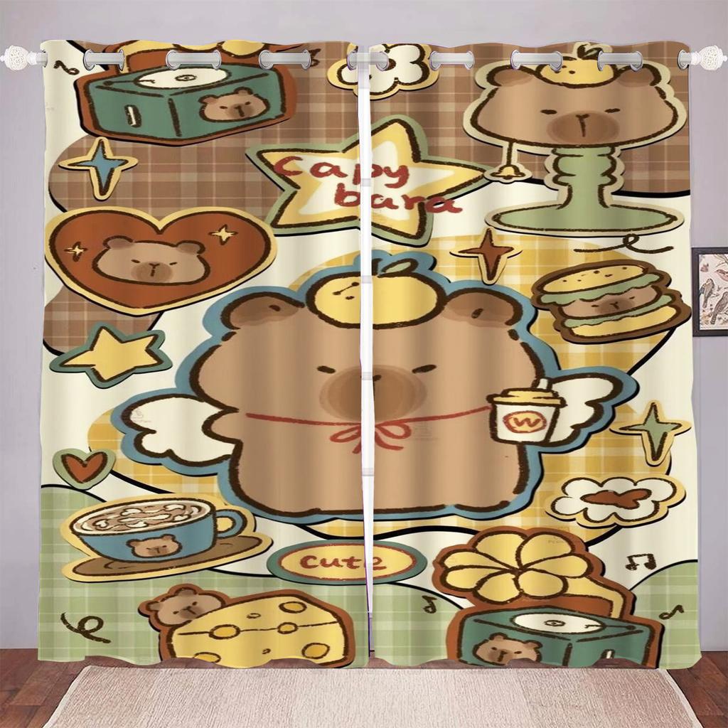Cartoon Capybabr Curtain For Boy 3D Print Bedroom Living Room Window Blackout Partition Style Home Decoration