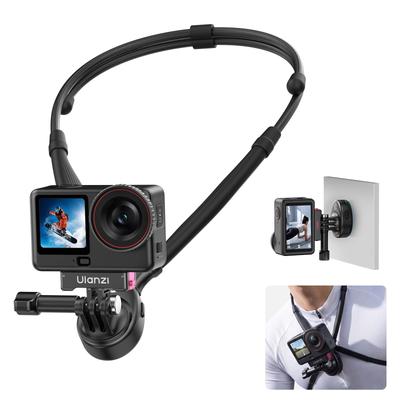 Ulanzi ZJ09 Necklace Mount POV Mount, Adjustable Neck Length and Shooting Angle, Fishing Neck Mount, Vertical/Horizontal Switching, Flexible, Silicone