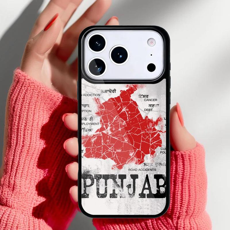 Punjab Map Outline Phone Case for iPhone 17 Air 16e 15 14 13 Pro Max Back Cover for 12 11 Pro Coque