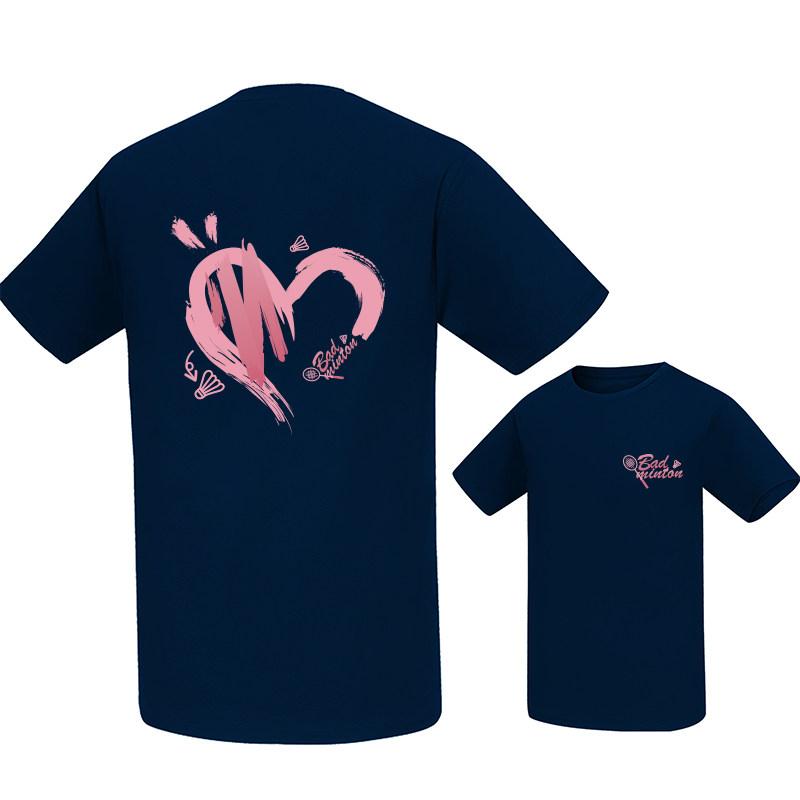 Summer Casual TShirt for Unisex Women Pink Heart Badminton Graphic Tees ONeck Short Sleeve Loose Sport Daily Wear Tops