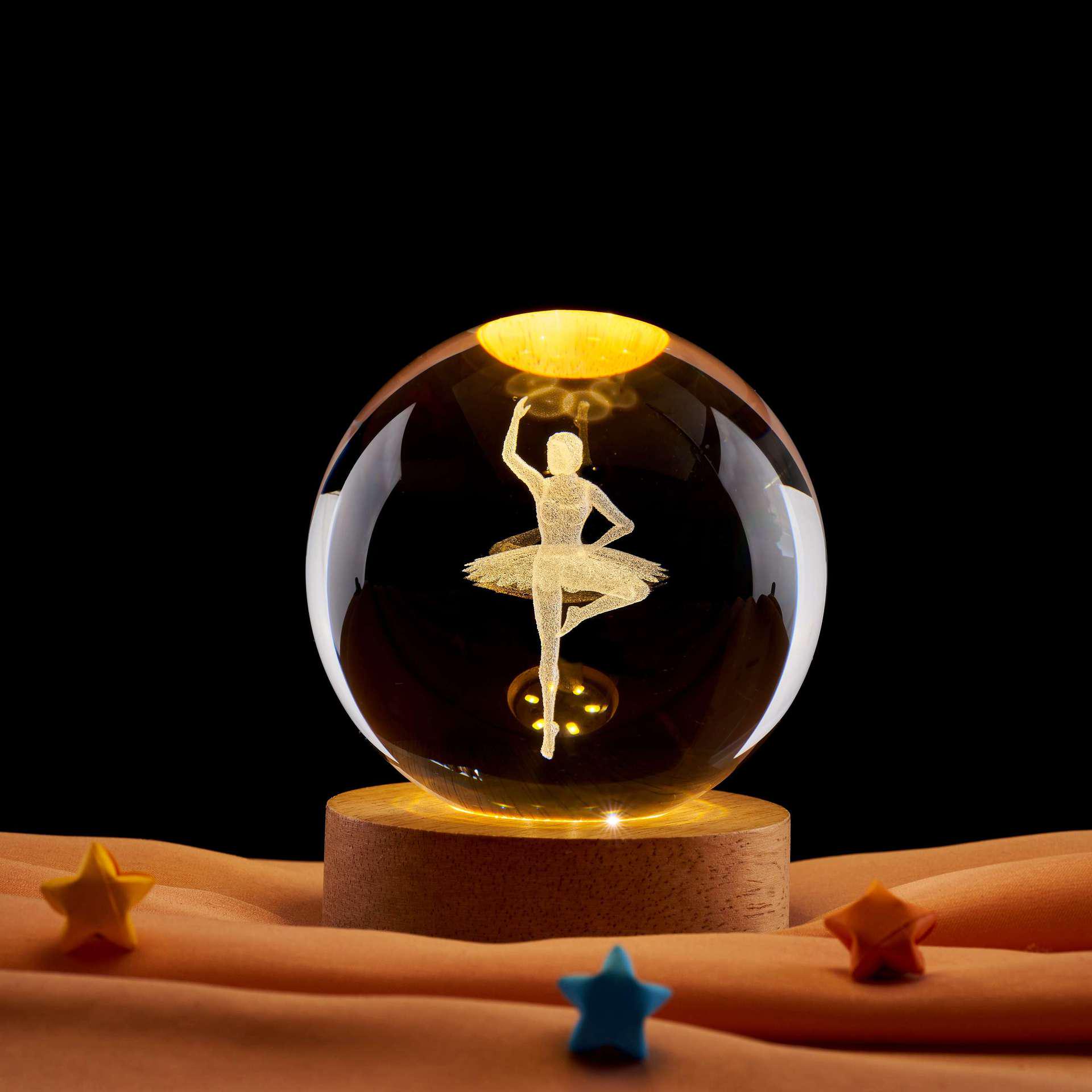 Ballet Girl Crystal Ball Night Light: A Creative Healing Ornament & Gift for Girlfriend