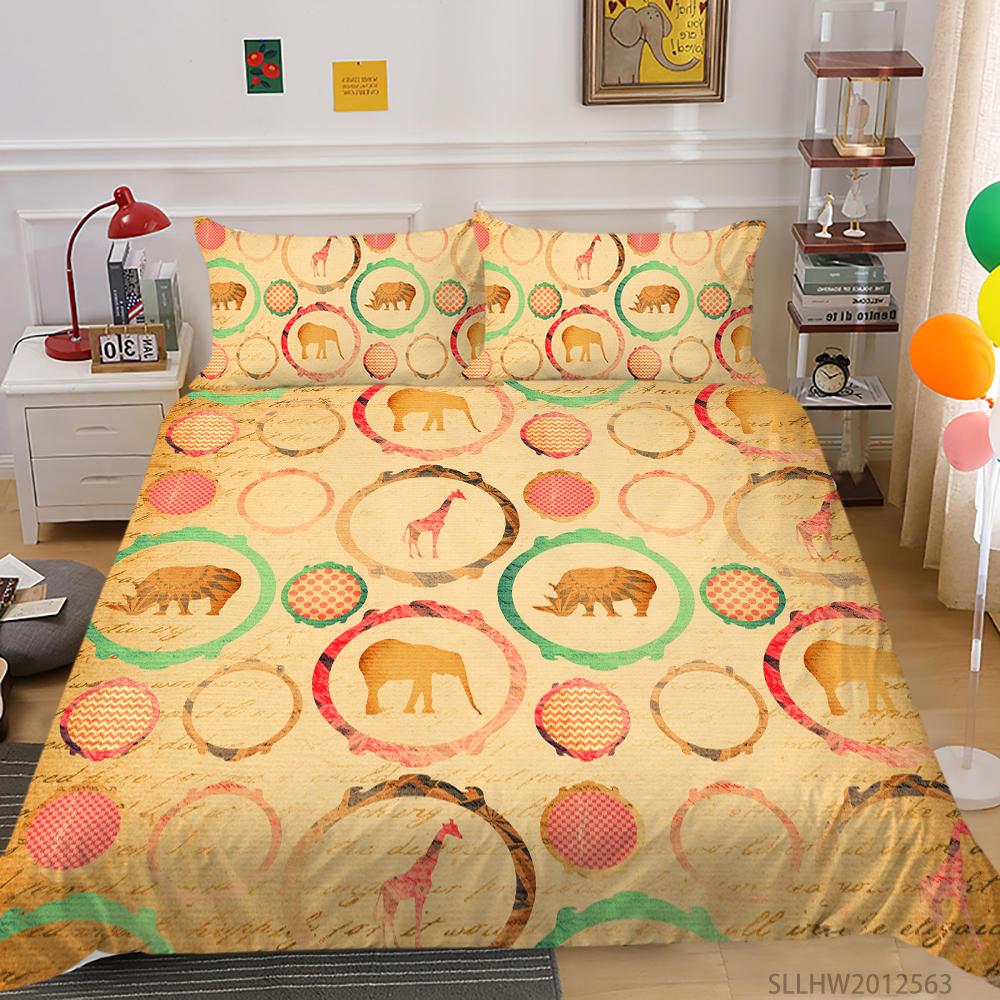 

Постельное белье с 3D цветным узором и графической печатью, односпальная двуспальная кровать, полноразмерная наволочка с винтажным узором и пододеяльник, 2 или 3 удобных украшения для дома EU Single 135x200cm