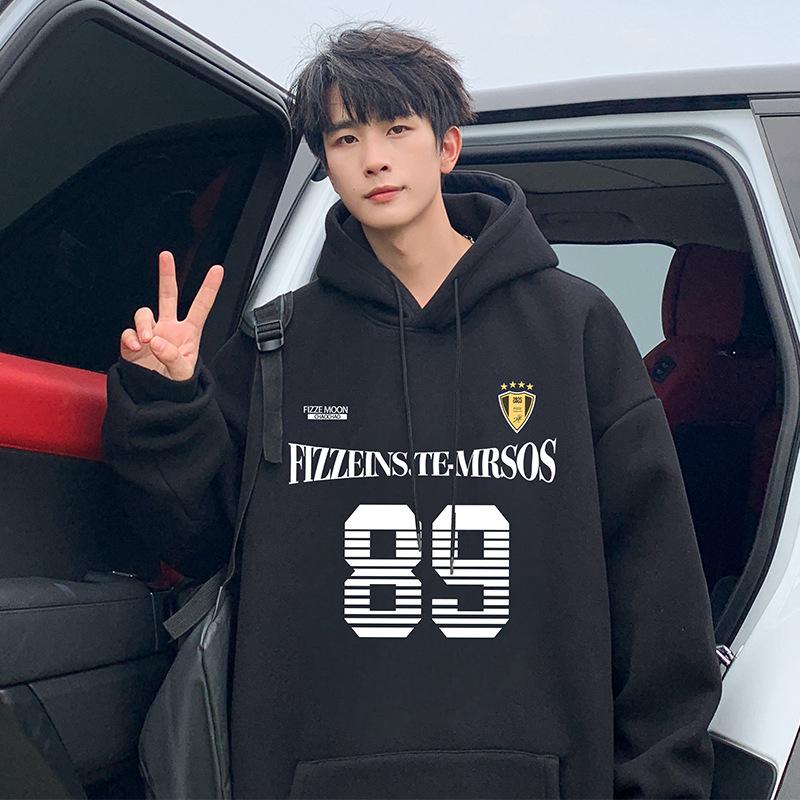 

Men s Trendy Loose-Fit Hoodie, Autumn/Winter 2025 - Heavyweight American Style, Casual Long Sleeve Jacket L чорний