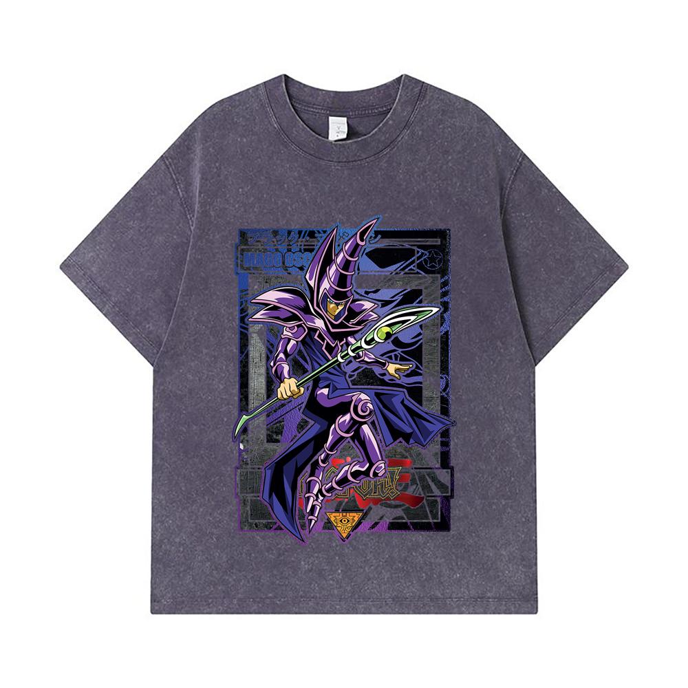 275 GSM Washed T-shirts 100% Cotton Yu-Gi-Oh V5 Mago Oscuro Print Unisex Heavy Cotton T Shirt