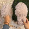 Fashion New Autumn Winter Women Fashion Faux Fur Slippers Solid Color Comfort Indoor Home Slippers Woman Lightweight Warm Fluffy Slides