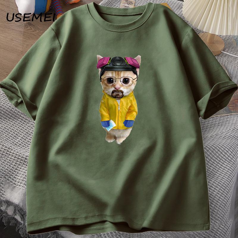 

Футболка Walter White Kitty Walter White Heisenberg, мужская хлопковая футболка с котом и короткими рукавами, забавная футболка, мужские хлопковые мужские топы XXXL зелёный