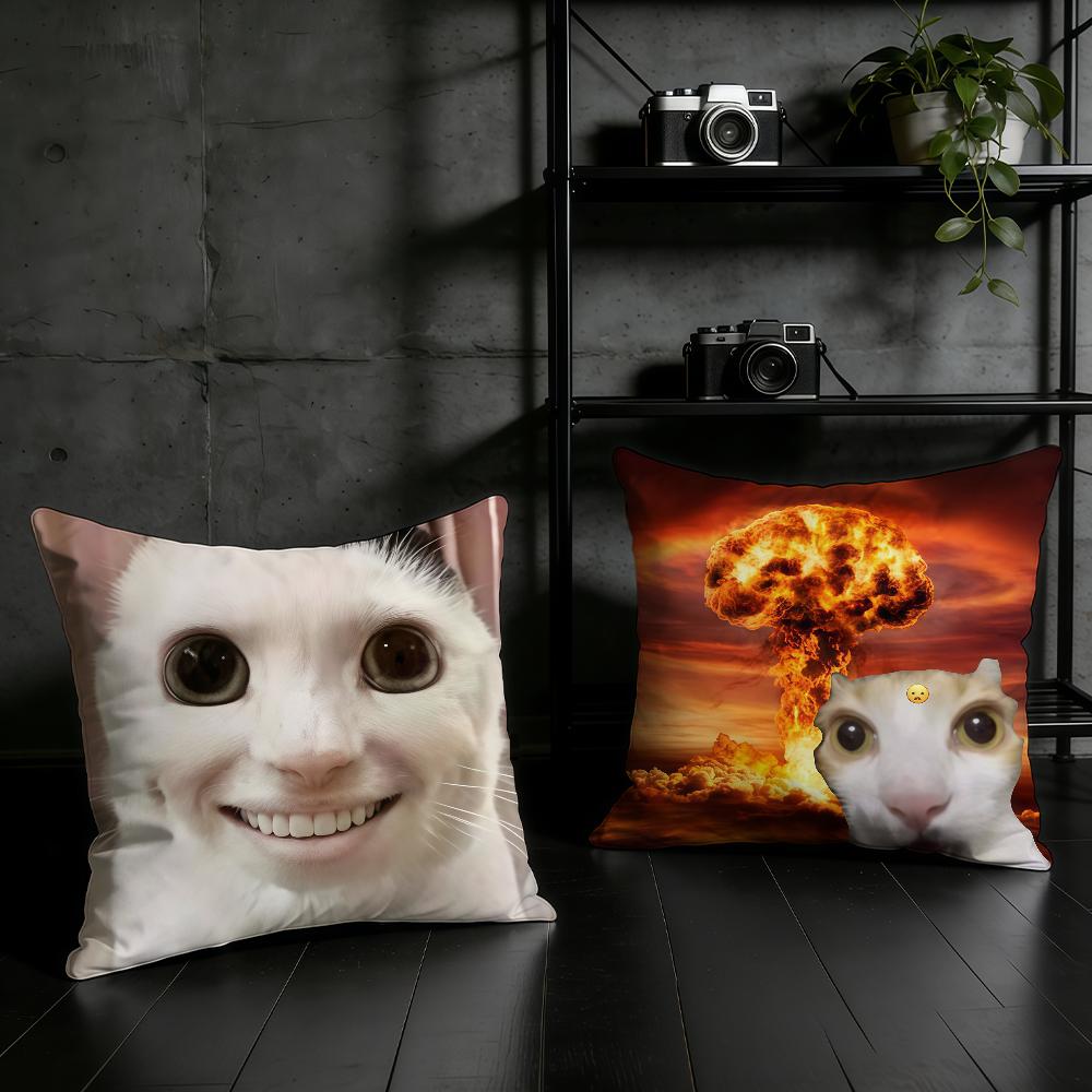 Cat Funny Meme cushion cover Birthday Anniversary Gifts Double Sided Printed Zipper Cushion Cover Soft Skin Bedding